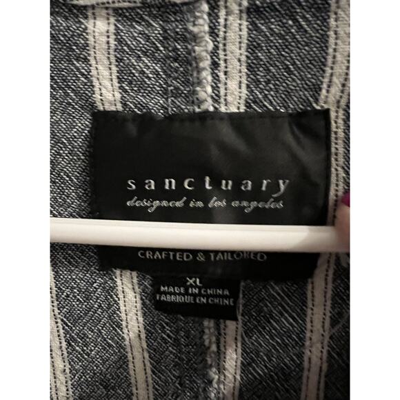 Sanctuary Blue White Striped One Button Linen Blend Blazer Sz Xl - Picture 2 of 4